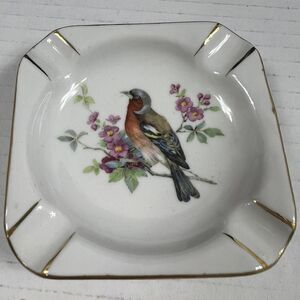 DRESDEN BIRD ASHTRAY Hand Painted With 14K Gold MINI Porcelain ASHTRAY Germany